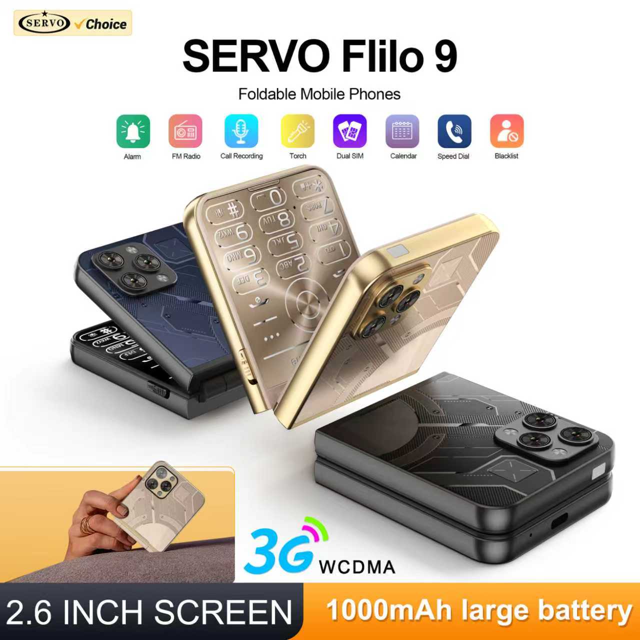 Servo Pan Tilt - SERVO Flilo9 faltbares Mobiltelefon 3G WCDMA