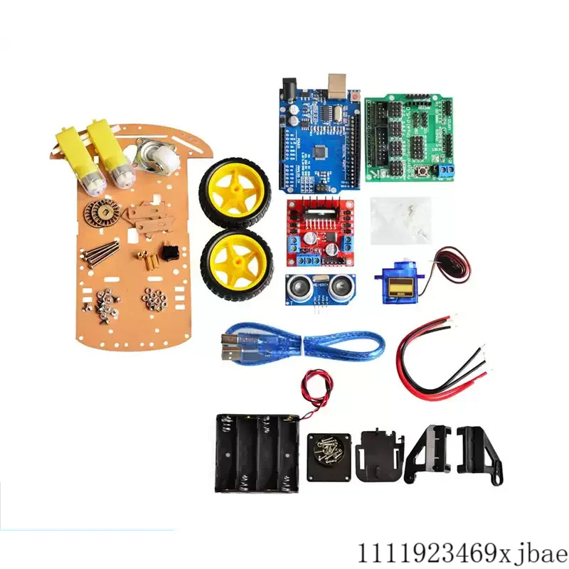 Tracked Robot Chassis - Neues Hindernisvermeidungs-Tracking-Motor-Smart-Roboterauto-Chassis-Kit mit Geschwindigkeitsencoder, Batteriekasten, 2WD-Ultraschallmodul