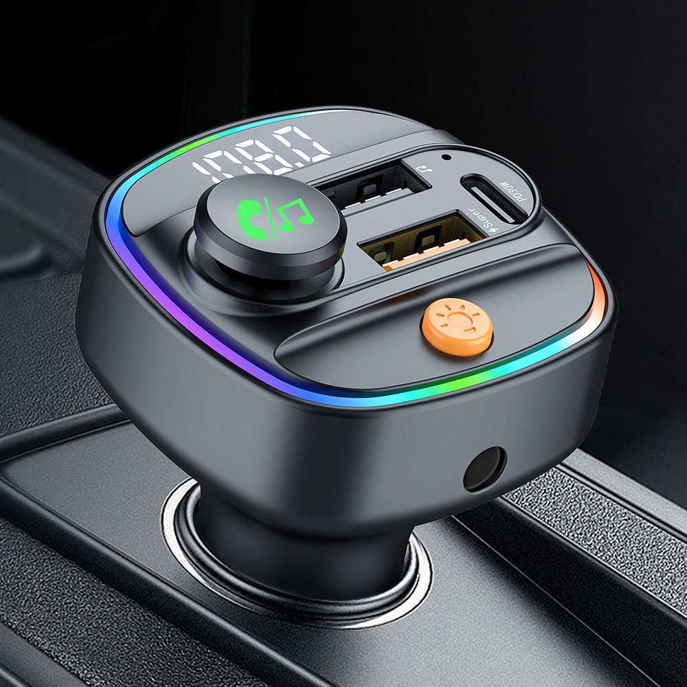 Robot Bluetooth Car - Bluetooth 5.4 FM-Transmitter, Freisprecheinrichtung, Auto-AUX-Radio-Modulator, MP3-Player