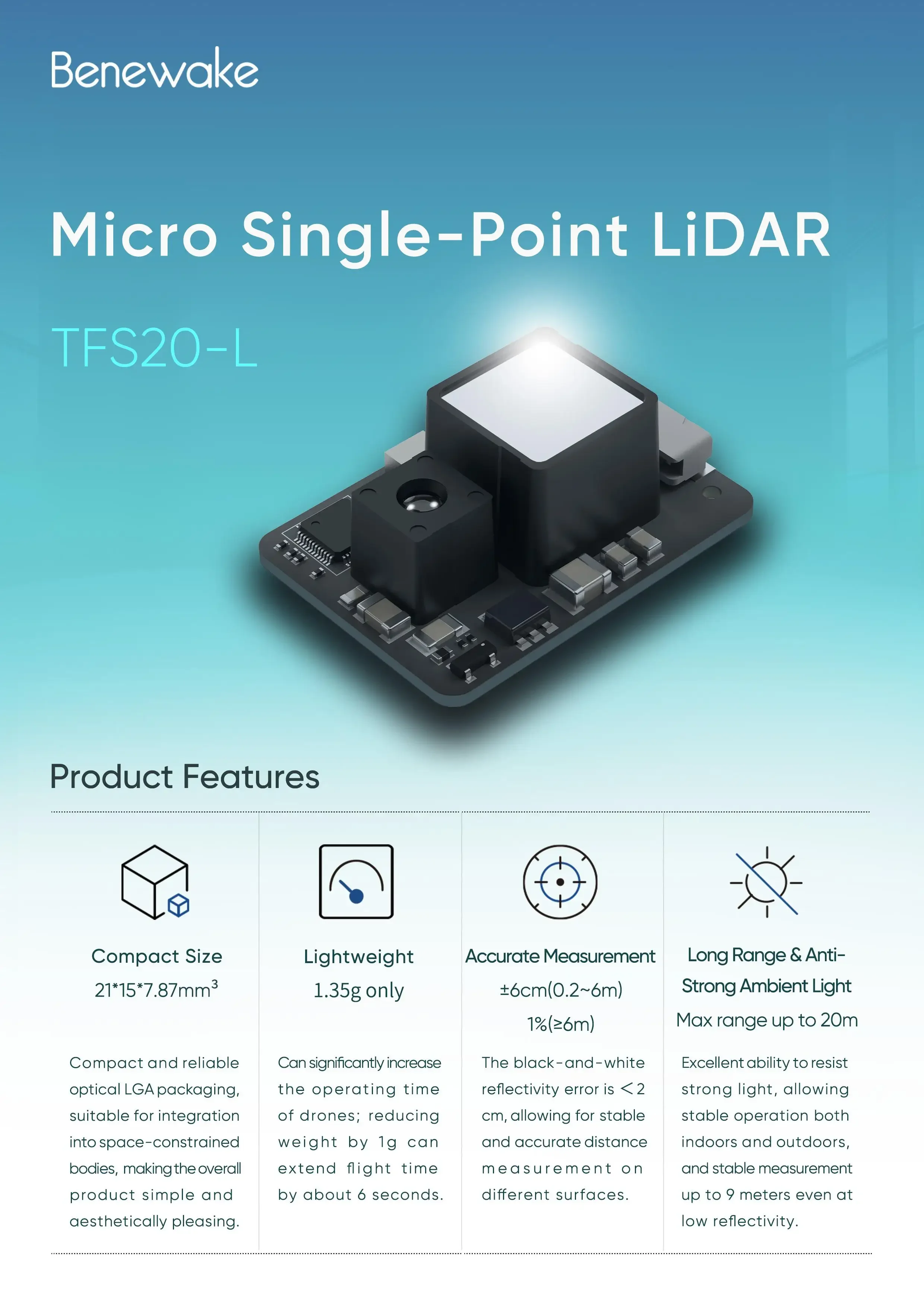 Benewake TFS20-L 20m Mikro-LiD – Arduino Robot Bewertung und Preis
