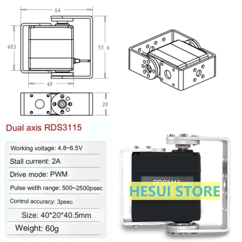RDS3115 15 kg Metallgetriebe D – Servo Pan Tilt Bewertung und Preis