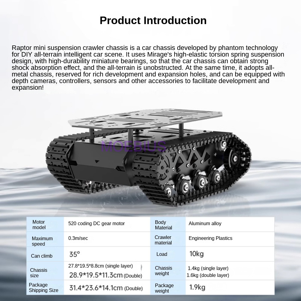 10kg Nutzlast Metall Stoßdämpf – Tracked Robot Chassis Bewertung und Preis